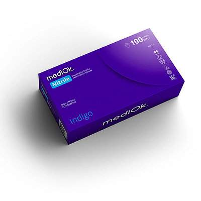 Перчатки нитриловые mediOk Indigo текстурированные, размер: S, 50 пар (100шт.), плотность 3.5 гр, сиреневые