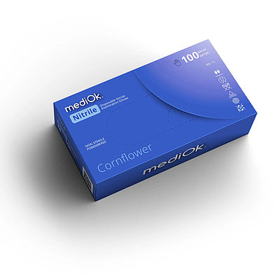 Перчатки нитриловые mediOk CornFlower текстурированные, размер: S, 50 пар (100шт.), плотность 3.5 гр,сиреневые