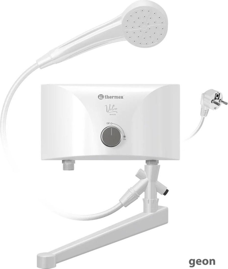 Проточный электрический водонагреватель кран+душ Thermex Vetro 6500 Combi