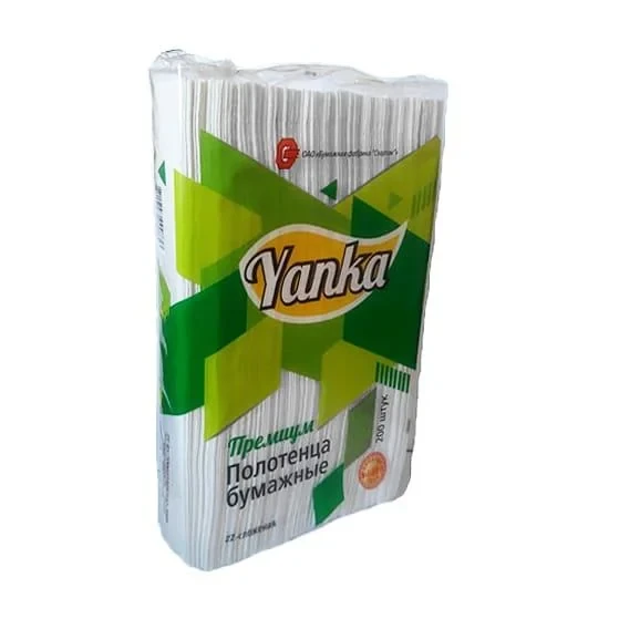 "Полотенца бумажные  ZZсложения Премиум YANKA 200л целлюлоза, 36пл.,(23*23), РБ/15                           "