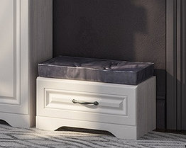 Тумба с пуфом Бритни - Анкор светлый / Белое дерево (Рикко)