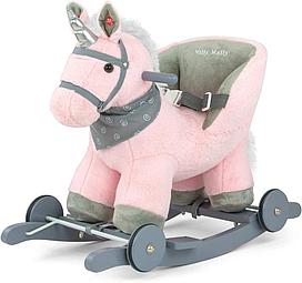 Лошадка качалка для детей с колесиками Milly Mally со звуком | Pink