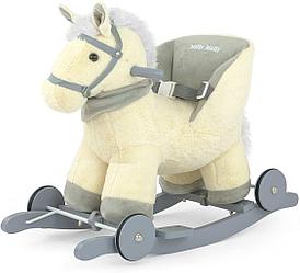 Лошадка качалка для детей с колесиками Milly Mally со звуком | Бежевый