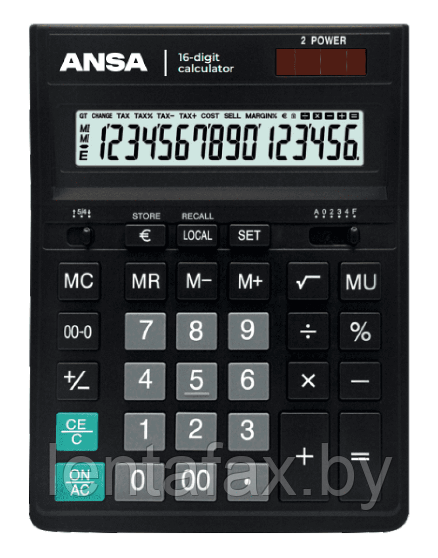 Калькулятор настольный Ansa "AN664S", 16-разрядный, черный. Цена без учета НДС 20%