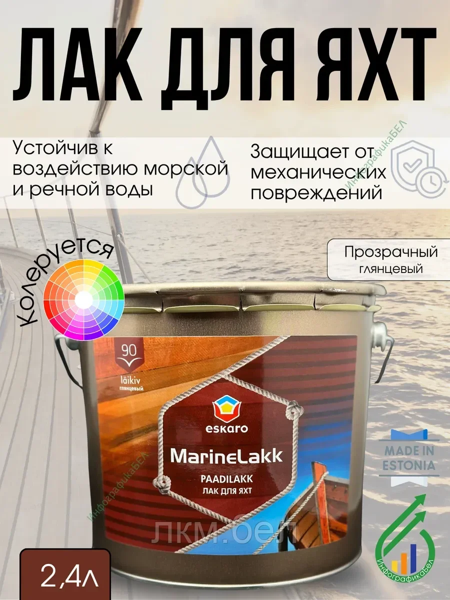 Яхтный лак MarineLakk90 глянцевый 2,4л Eskaro