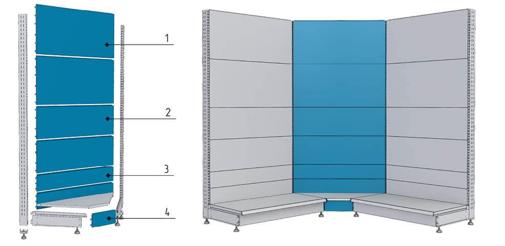 Стеллажи для магазина сд угловой внутренний