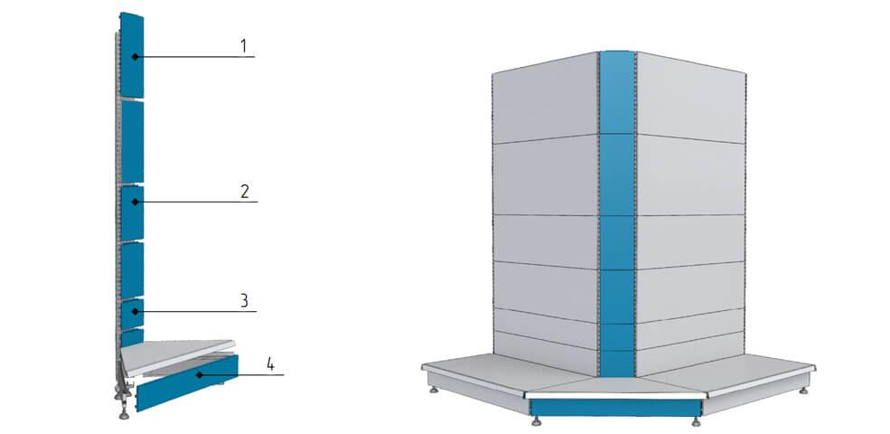 Стеллажи для магазина сд угловой наружный