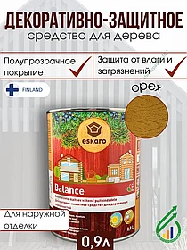 Декоративно-защитное средство для дерева Eskaro Balance орех 0,9л Финляндия