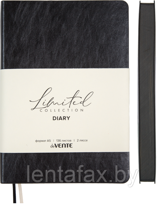 Ежедневник недатир. черный "deVENTE. Orto" A5 (145 ммx205 мм) 272 стр, кремовая бумага, с черным срезом