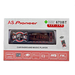 Автомагнитола AS.Pioneer 670BT 1din USB, microSD, AUX Bluetooth, пду 12-24V