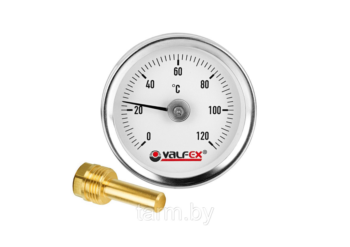 Термометр биметаллический до 120гр. с погружной гильзой (заднее подключение)