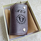 АКЦИЯ! Подарочный бокс: ремень 3,5 см классика + ключница (коричневый цвет), фото 7