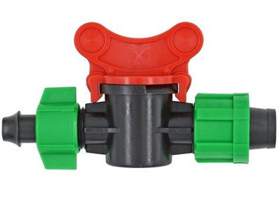 Старт-коннектор с поджимом и краном для капельной ленты от трубы, фото 2