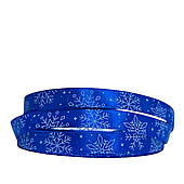 Лента атласная «Снежинки», 10 мм, 23 м, цвет синий