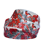 Лента атласная «Снегири», 25 мм*23 м.