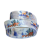 Лента атласная «Сказочный лес», 25 мм*23 м., мишки/олени.