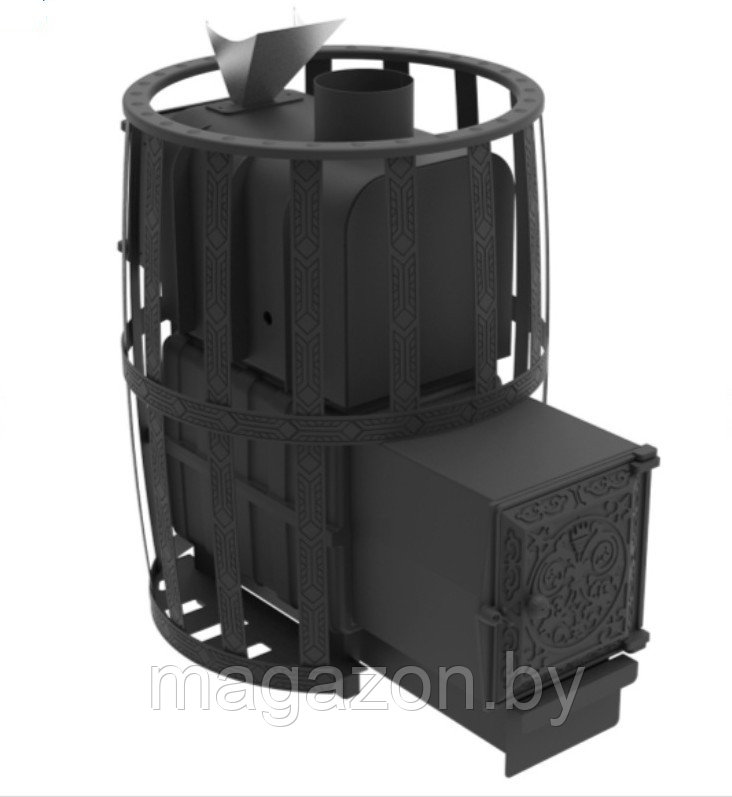 Печь для бани Березка Воевода 20 ДТ-4 чугун, сетчатый кожух, закрыиая каменка