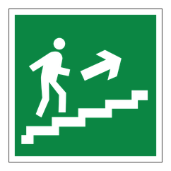Наклейка Направление к эвакуационному выходу (по лестнице направо вверх) 150х150 мм
