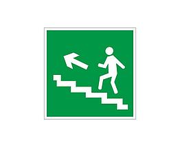 Наклейка Направление к эвакуационному выходу (по лестнице налево вверх) 150х150 мм