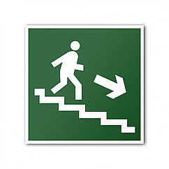 Табличка ПВХ Направление к эвакуационному выходу (по лестнице направо вниз) 150х150 мм