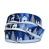 Лента атласная «Ночная сказка», 25 мм*23 м, тёмно-синий