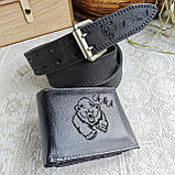 Мужской набор: ремень ТЁРКА 4см + кошелек L208 черный, фото 2