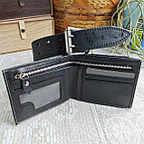 Мужской набор: ремень ТЁРКА 4см + кошелек L208 черный, фото 3