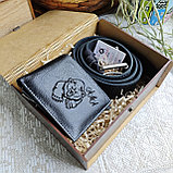 Мужской набор: ремень ТЁРКА 4см + кошелек L208 черный, фото 5