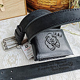 Мужской набор: ремень ТЁРКА 4см + кошелек L208 черный, фото 4