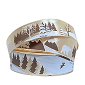 Лента атласная «Снежные горы», 25 мм*23 м, бежевый