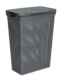 Корзина для белья «Лофт» 50л узкая с крышкой, цвет серый