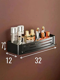 Полка прямая самоклеющаяся для ванной черная (5335-1BP)