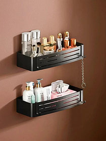 Полка прямая 2-х этажная самоклеющаяся для ванной черная (5335-2BP)