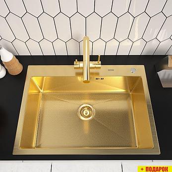 Кухонная мойка ARFEKA ECO AR 700*500 GOLD PVD NANO DECOR, фото 2