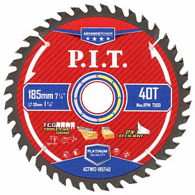 Диск пильный по дереву P.I.T. ADVANCE 185x30x2.0 мм, 40T Carbide, зуб TCG 15°