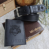 Мужской набор: ремень классика 4см + обложка для паспорта, фото 2