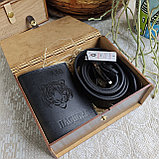 Мужской набор: ремень классика 4см + обложка для паспорта, фото 5