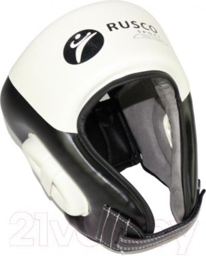 Боксерский шлем RuscoSport Pro С усилением (L, черный/белый)