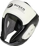 Боксерский шлем RuscoSport Pro С усилением (L, черный/белый), фото 2