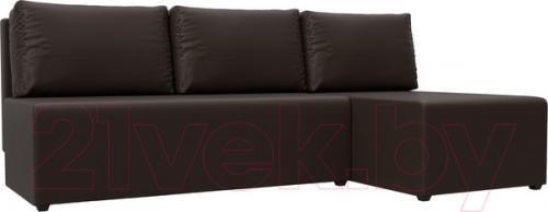 Диван угловой Лига Диванов Поло правый (экокожа коричневый)