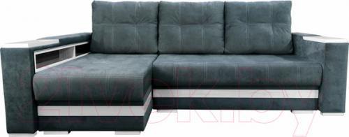 Диван угловой Bobrovmebel Влада 8/2тнц левый ТНЦ + полка и пенал (микровелюр симпл 54 серый)