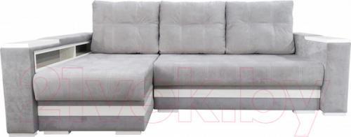Диван угловой Bobrovmebel Влада 8/2тнц левый ТНЦ + полка и пенал (микровелюр симпл 30 светло-серый)