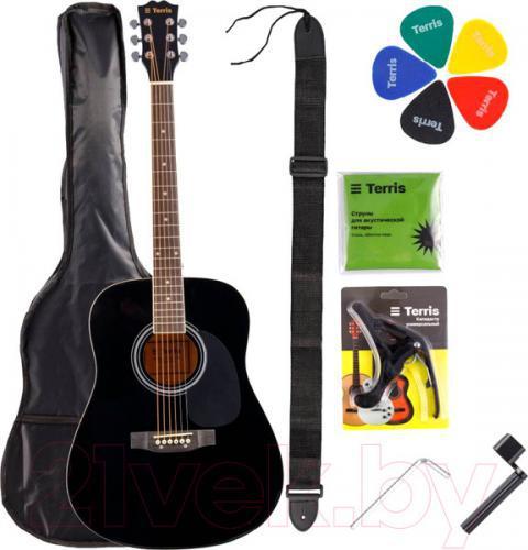 Акустическая гитара Terris TD-041 BK Starter Pack (с аксессуарами)
