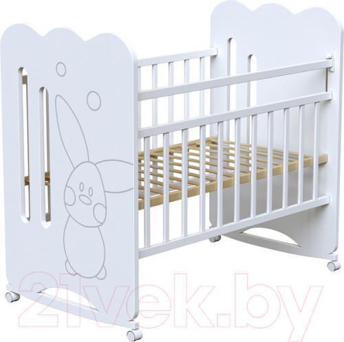 Детская кроватка VDK Sweet Rabbit колесо-качалка (белый)