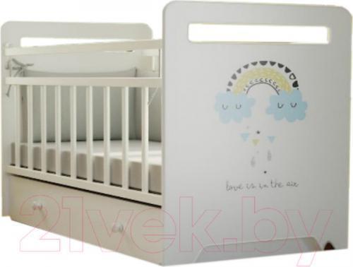 Детская кроватка VDK Nino маятник-ящик (белый)