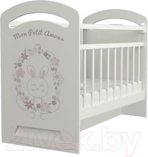 Детская кроватка VDK Mon Amur колесо-качалка с маятником (белый)