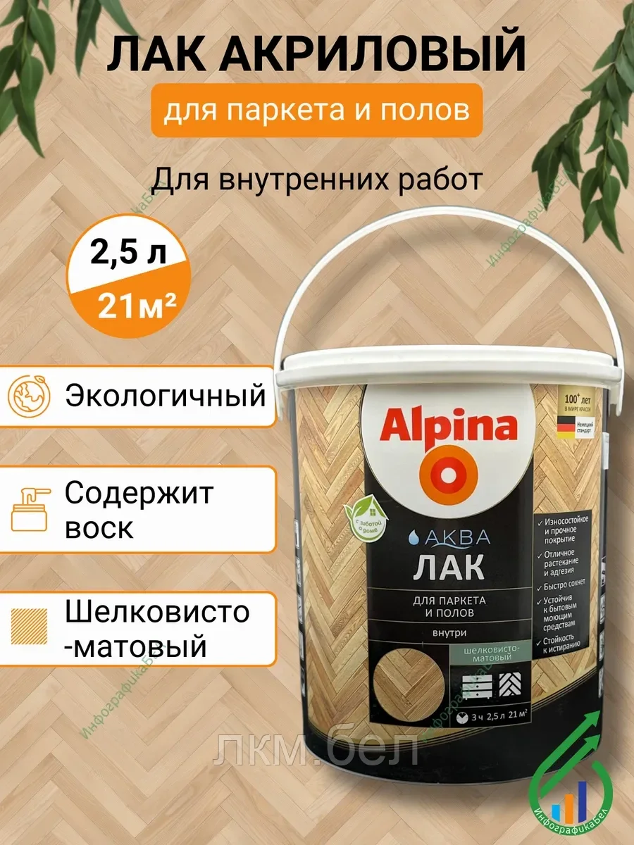 Лак Аква для паркета и полов 2.5 л (прозрачный шелковисто-матовый)