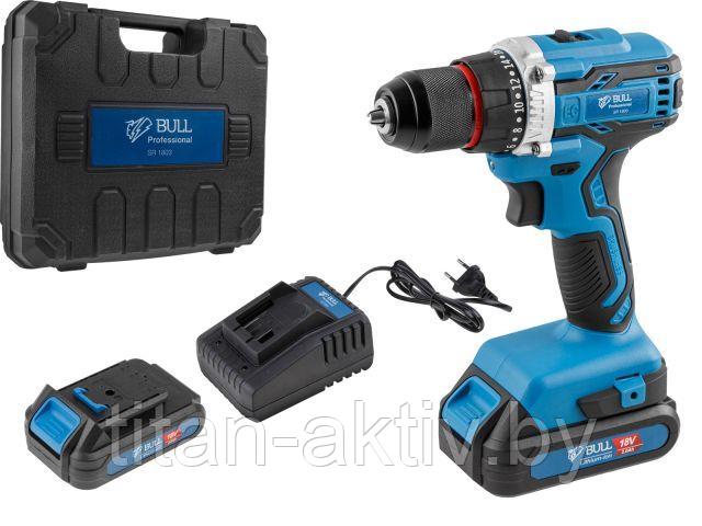 Аккум. дрель-шуруповерт BULL SR 1803 в чем. БЕСЩЕТ., 18 В, 50 Н*м, 2*2 А*ч акб, БЗП 10 мм (шурупы до