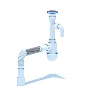 Сифон для умывальника АНИ, 1 1/4"*40 c отводом для стиральной машины, с гибкой трубой 40*40/50 АНИ Пласт C1315