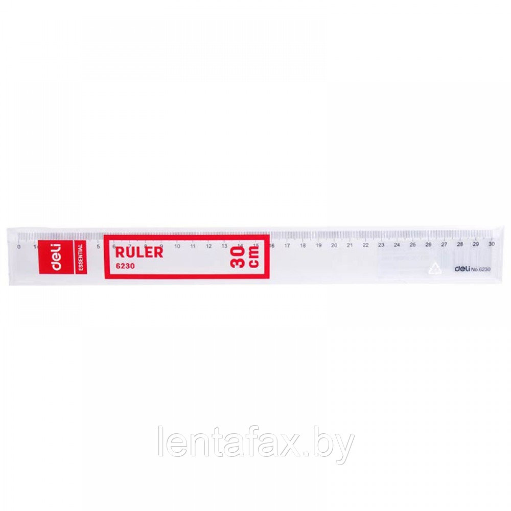 Линейка пластиковая Deli, 30см, прозрачная. Цена указана без учета НДС 20%